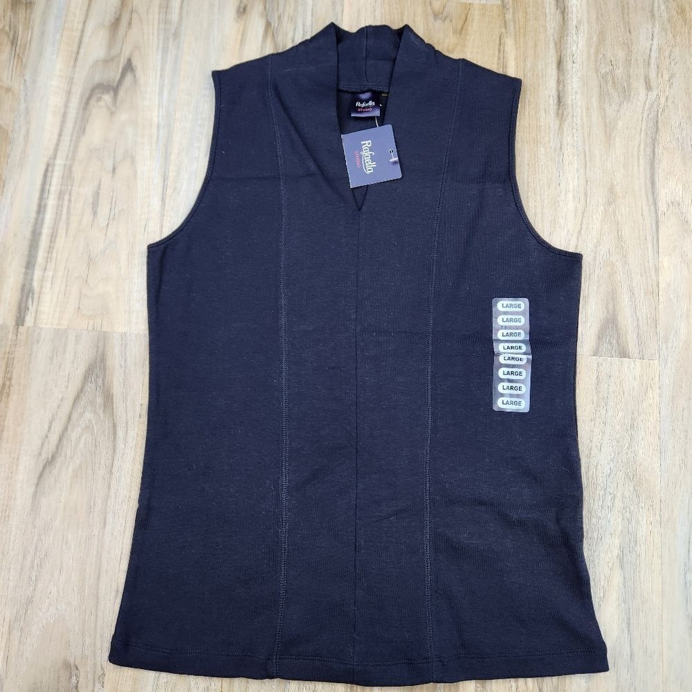 🔺️NWT Rafaella Black Vneck Fitted Sleeveless Top Large
